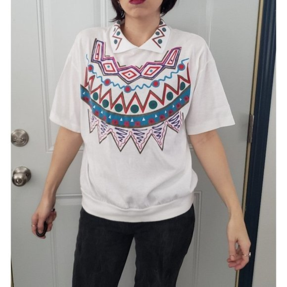 Vintage 80s/90s Southwest Print Polo Shirt - Picture 1 of 4